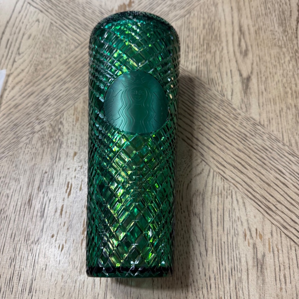 Starbucks Emerald Green Jeweled Tumbler 24 oz Diamond Studded Tumbler Cold Cup
